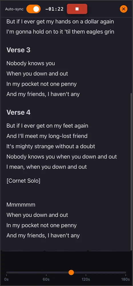 Lyrics sync during playback